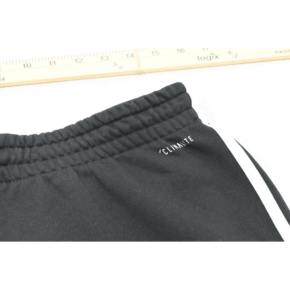 Adidas Joggers Mens Large Black Three Stripe Drawstring Sweatpants Excellent